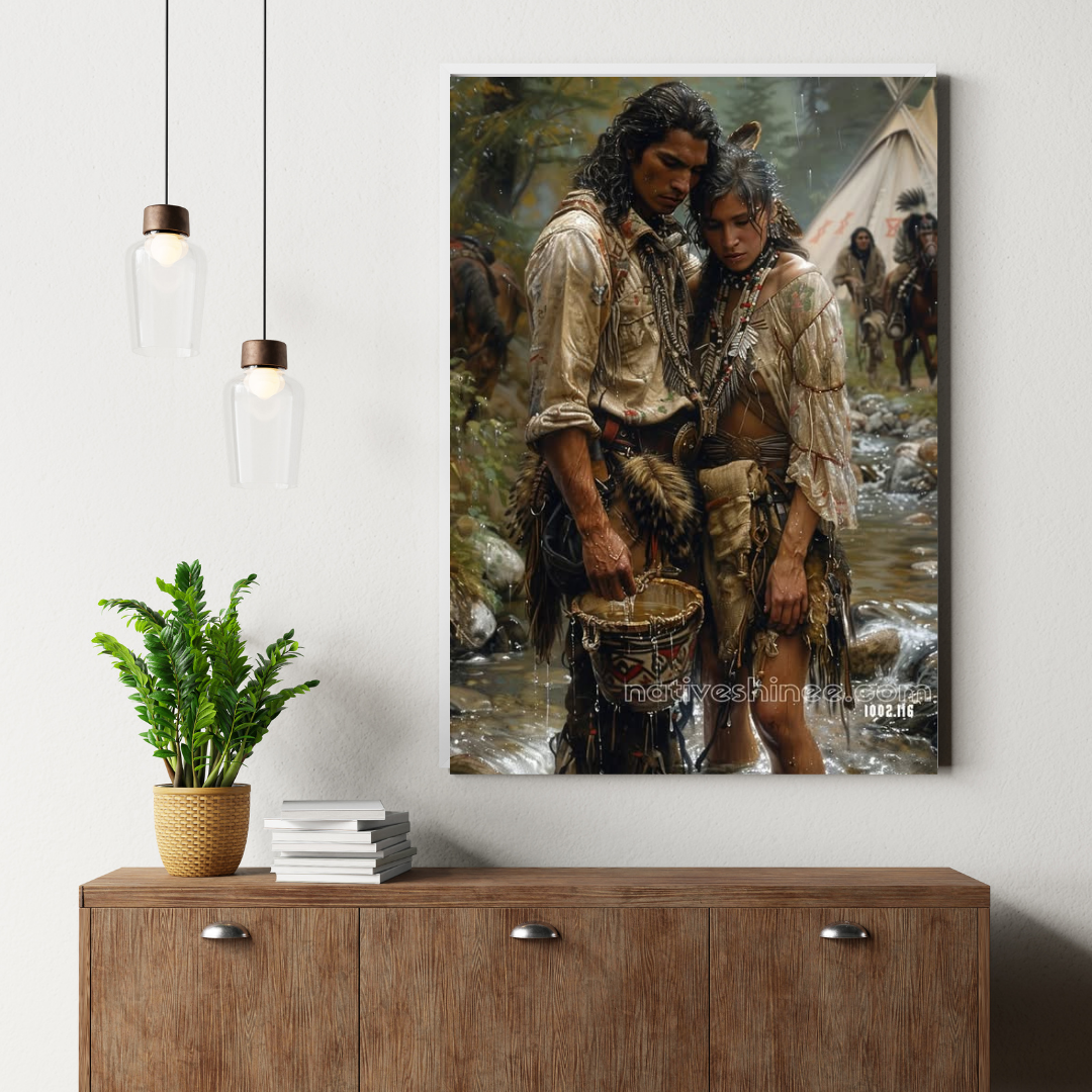 Our Hearts Beat Native American Canvas