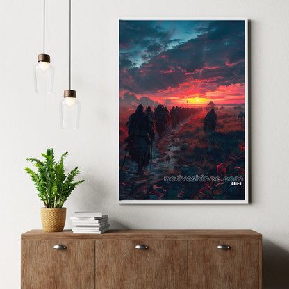 March of the Sun's Last Light Native American Canvas