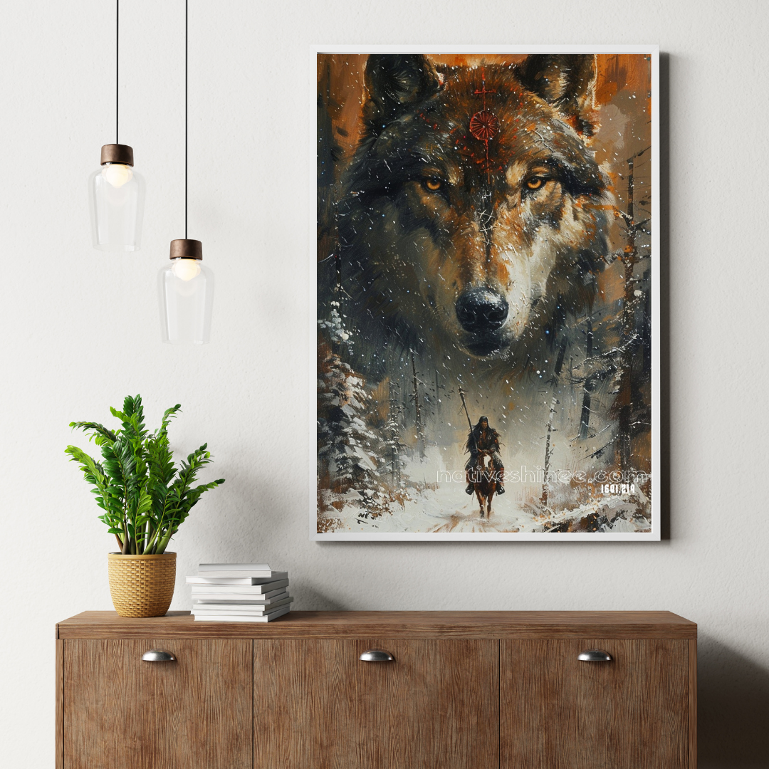 The Wolf’s Gaze Native American Canvas