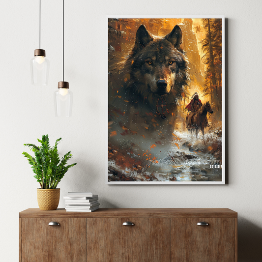 The Wolf Native American Canvas