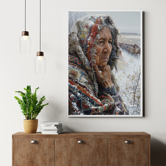 Echoes of the Past: A Survivor's Gaze Native American Canvas