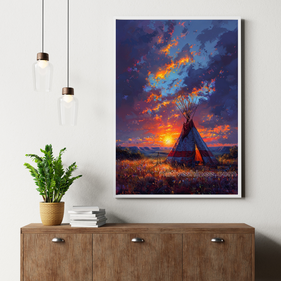 Sunset Over the Sacred Land Native American Canvas