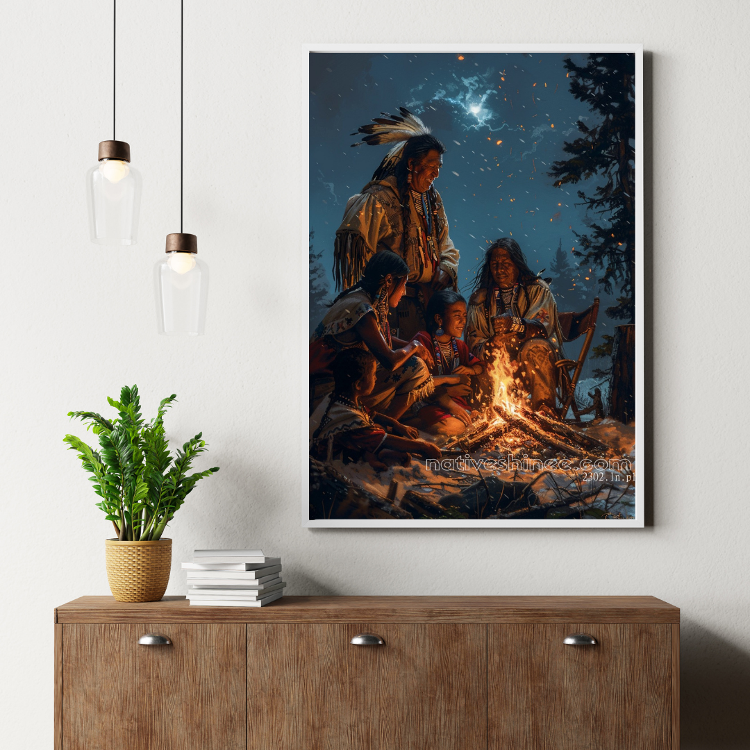 Stories by the Fire Native American Canvas