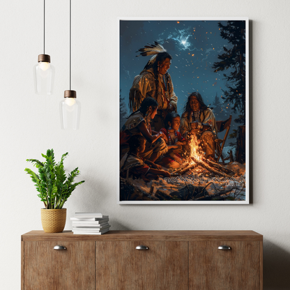 Stories by the Fire Native American Canvas