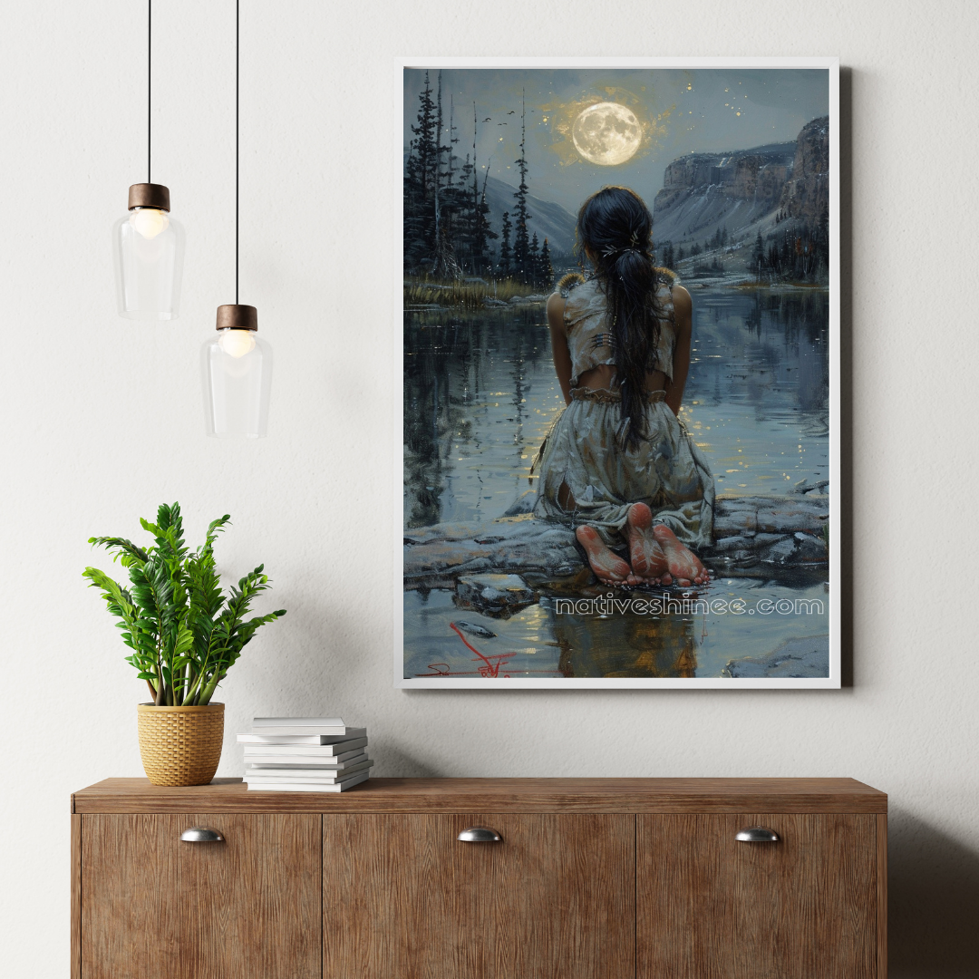 Moonlit Solitude Native American Canvas