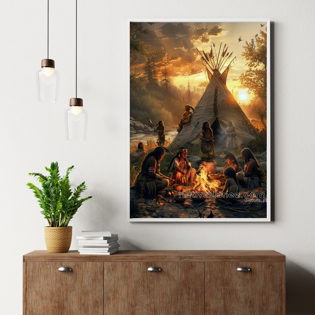 Sunset Gathering: Native America Canvas