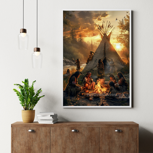 Sunset Gathering: Native America Canvas