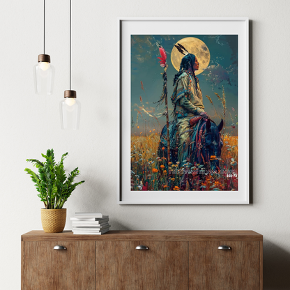 Under The Moon Native American Canvas