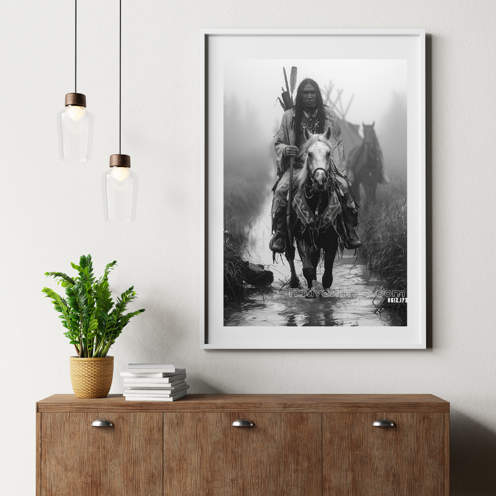 Into the Fog: The Path of Strength Native American Canvas