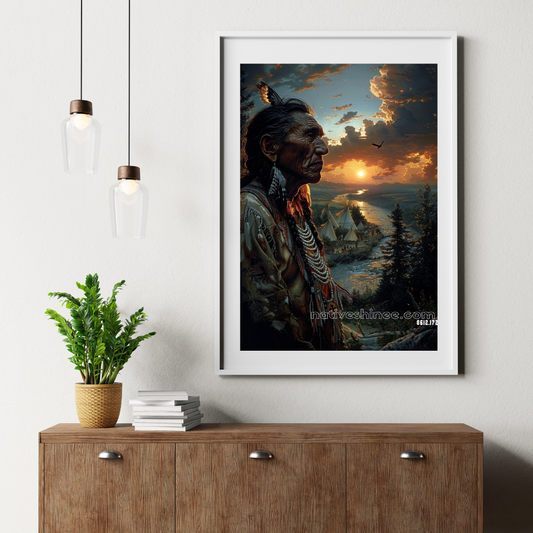 Legacy of the Land: A Leader's Gaze Native American Canvas