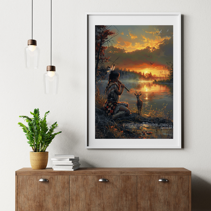 The Song of the Land: A Child's Harmony Native American Canvas