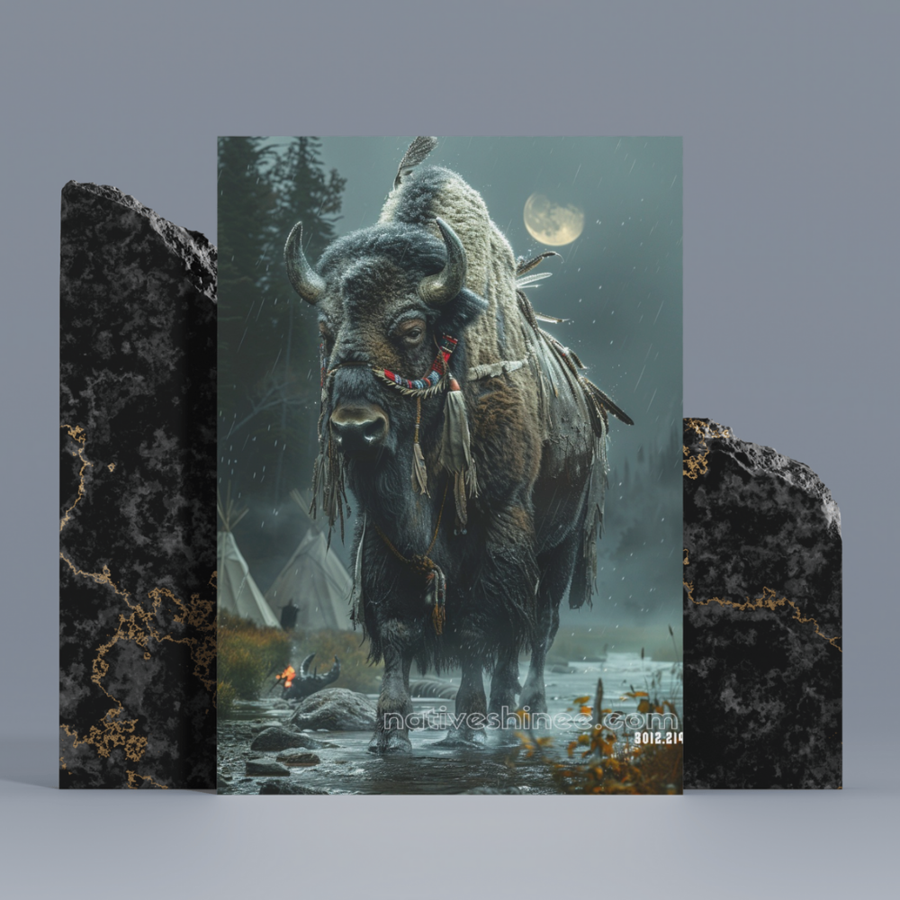 Moonlit Guardian Native American Canvas