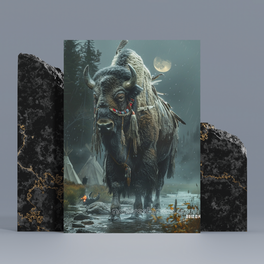 Moonlit Guardian Native American Canvas