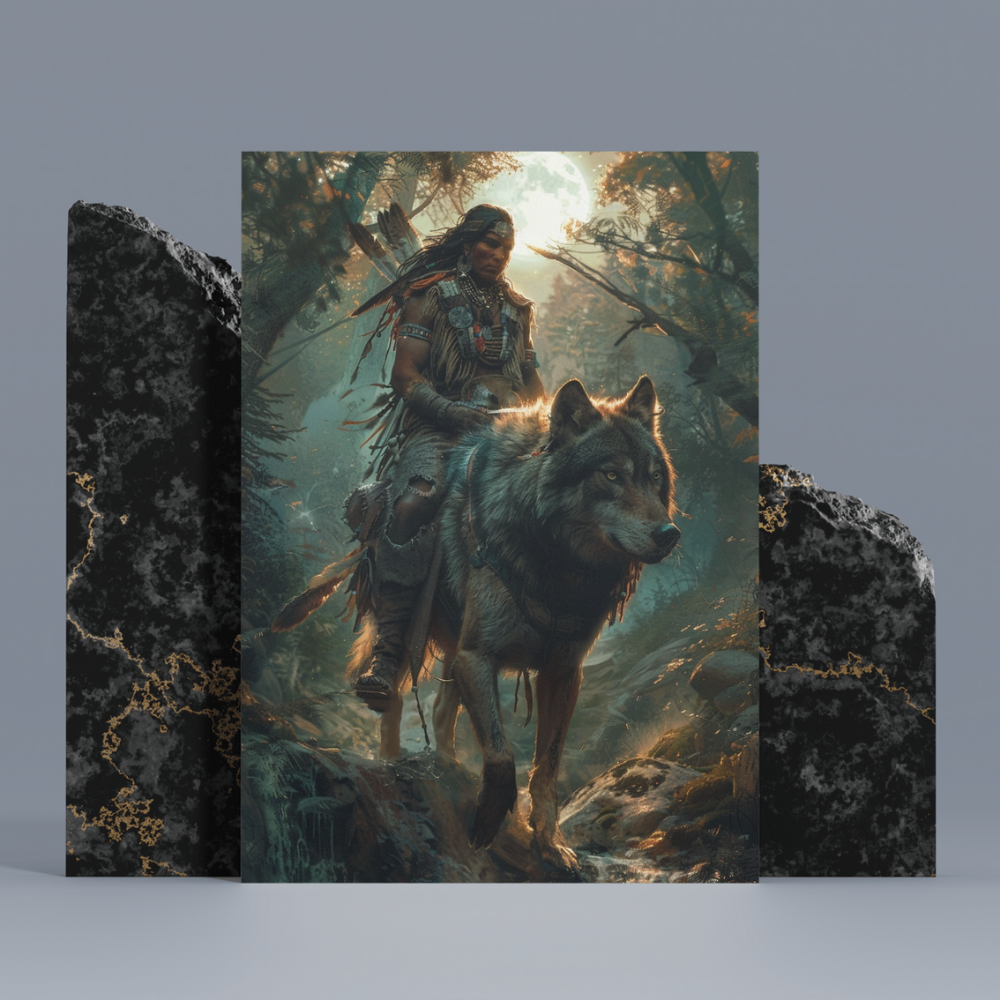 Moonlit Kinship Native American Canvas