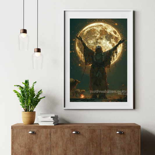 Embracing the Light of the Moon Native American Canvas