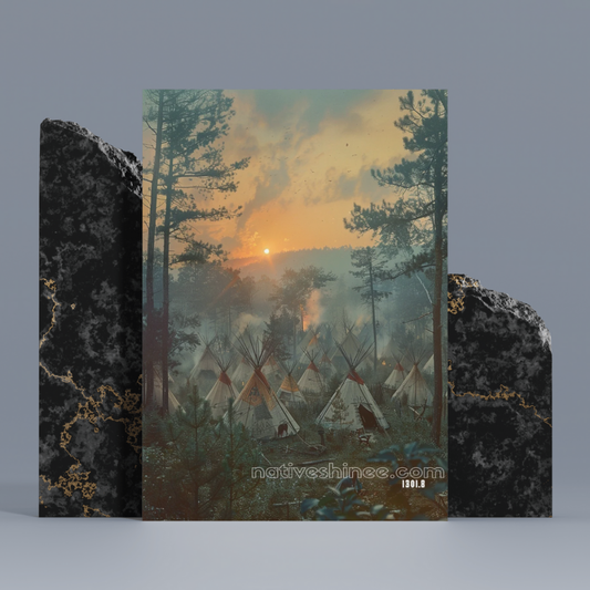 Misty Dawn Gathering Native American Canvas