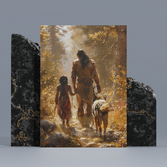 Golden Paths of Kinship Native American Canvas