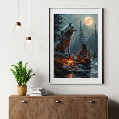 The Wolf’s Counsel Native American Canvas