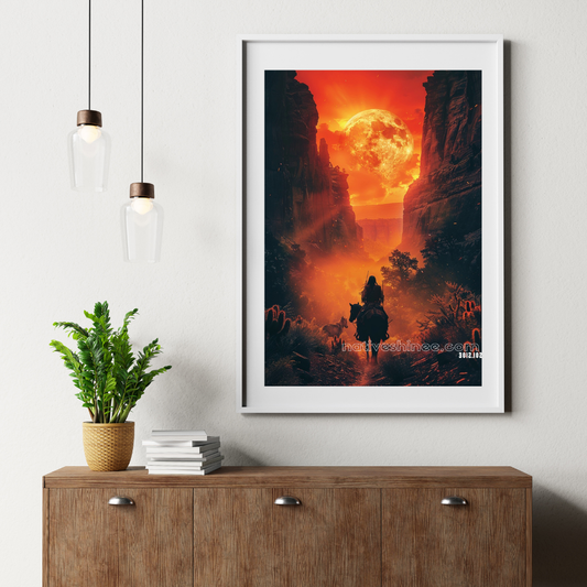 Journey Under the Fire Moon Native American Canvas