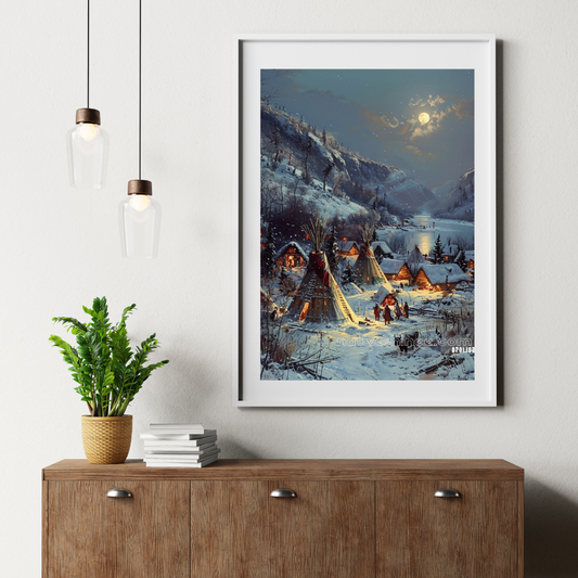 Moonlit Winter Haven Native American Canvas