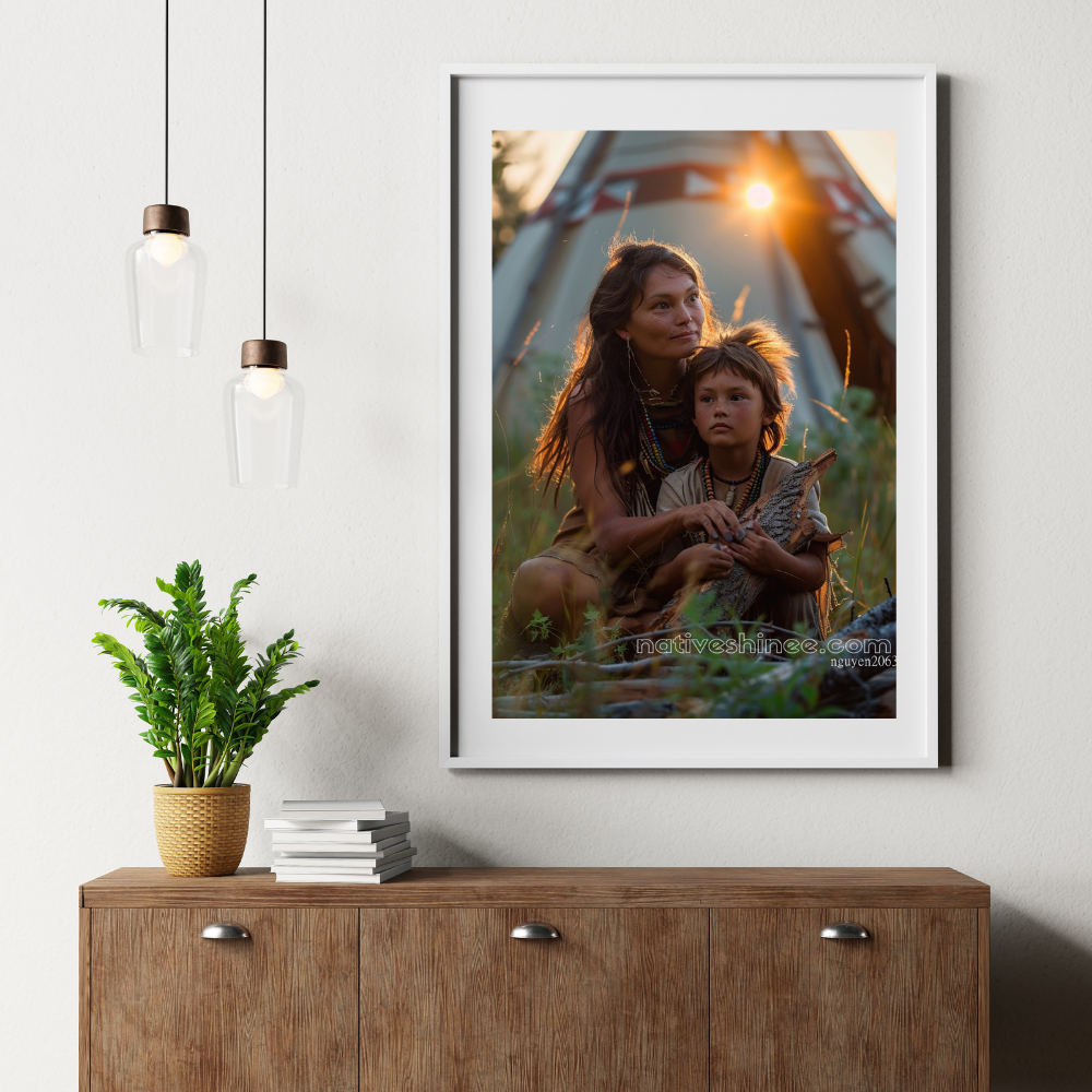 Under The Light Watcher Native American Canvas