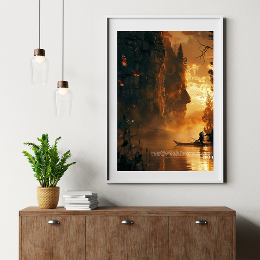 The Cliff Guardian Native American Canvas