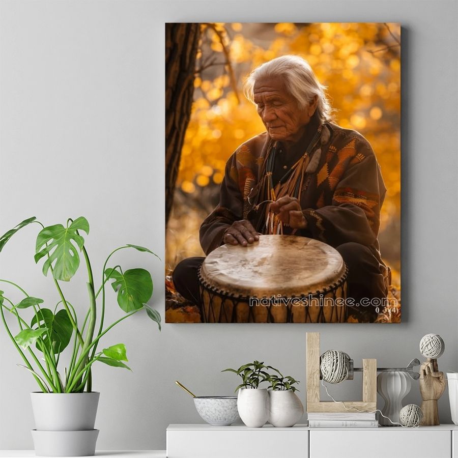 Rhythms of Autumn Wisdom Native American Canvas