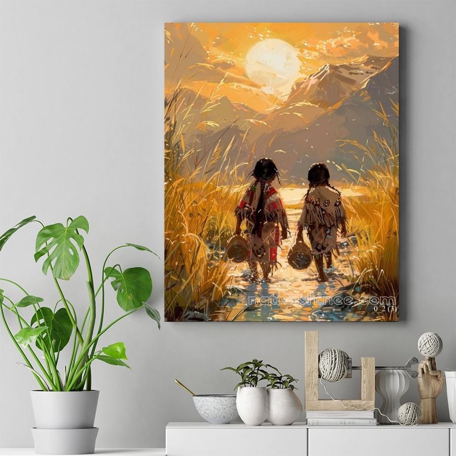 Journey to the Golden Horizon Native American Canvas