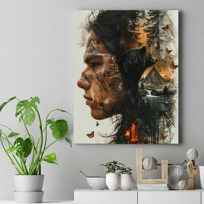 Spirit of the Warrior and the Bear Native American Canvas