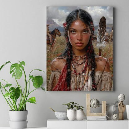 Defiant Beauty of the Plains Native American Canvas