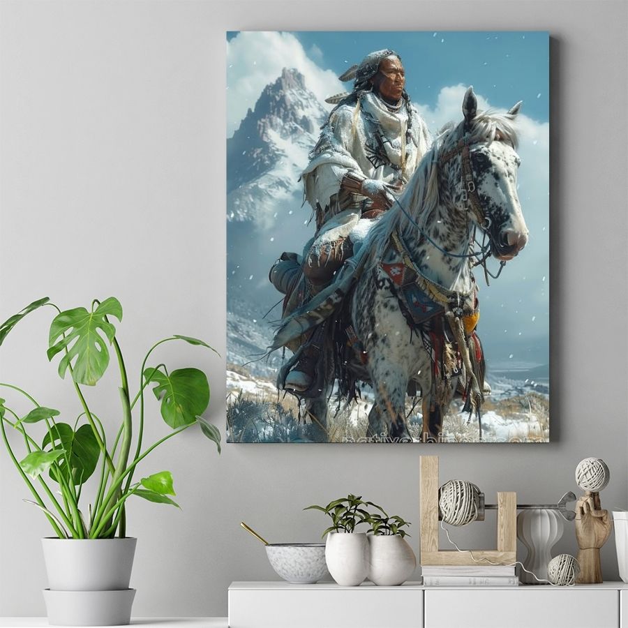 Guardian of the Winter Trail Native American Canvas