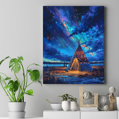 Galactic Whispers Over Sacred Ground Native American Canvas