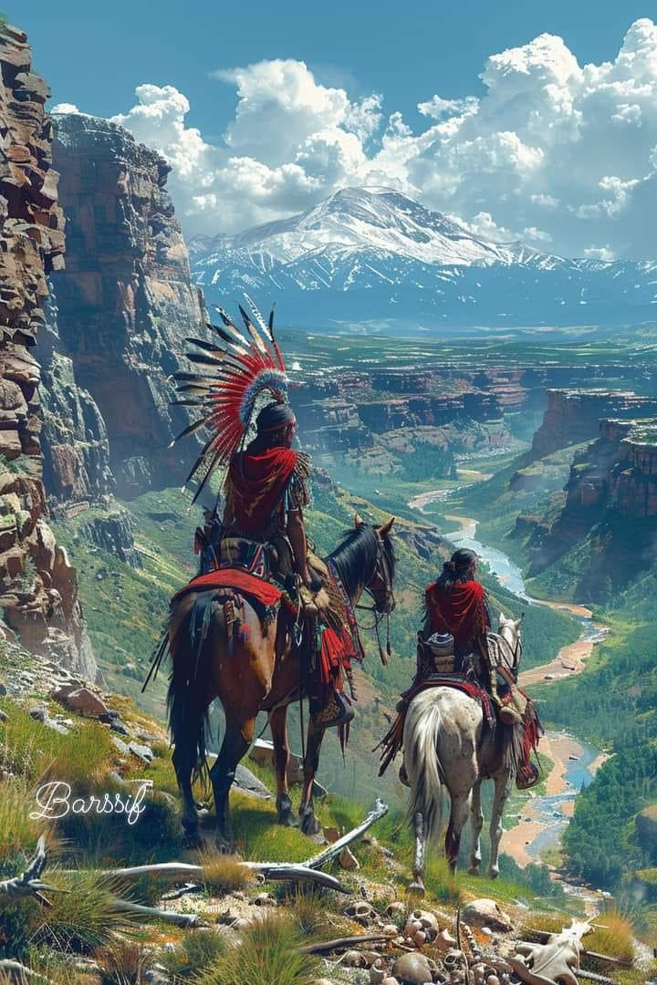 Guardians of the Canyon Native American Horse Canvas