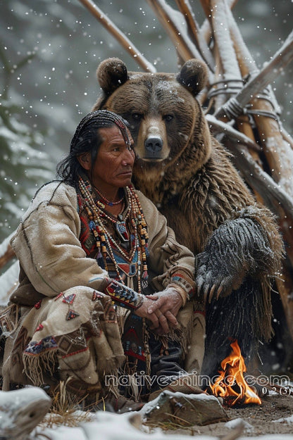 Winter Guardians Native American Canvas