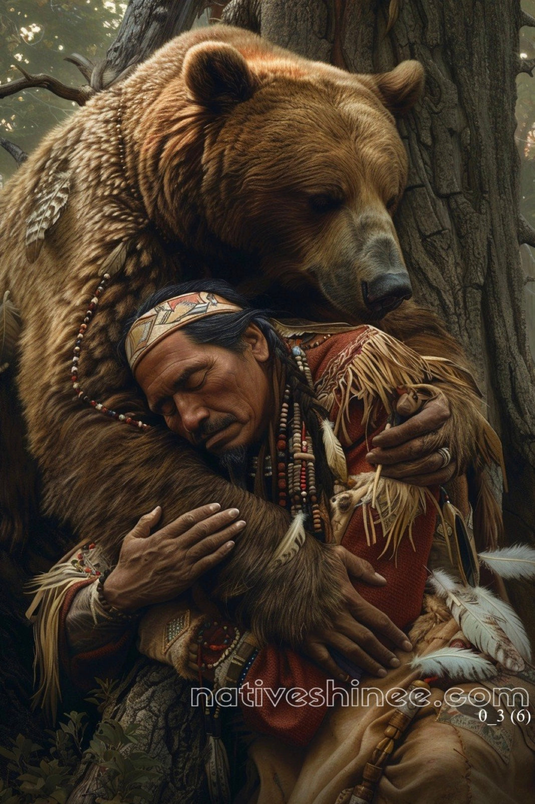 Spirit of the Bear’s Embrace Native American Canvas