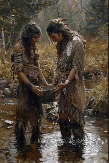 Sacred Waters of Sisterhood Native American Canvas