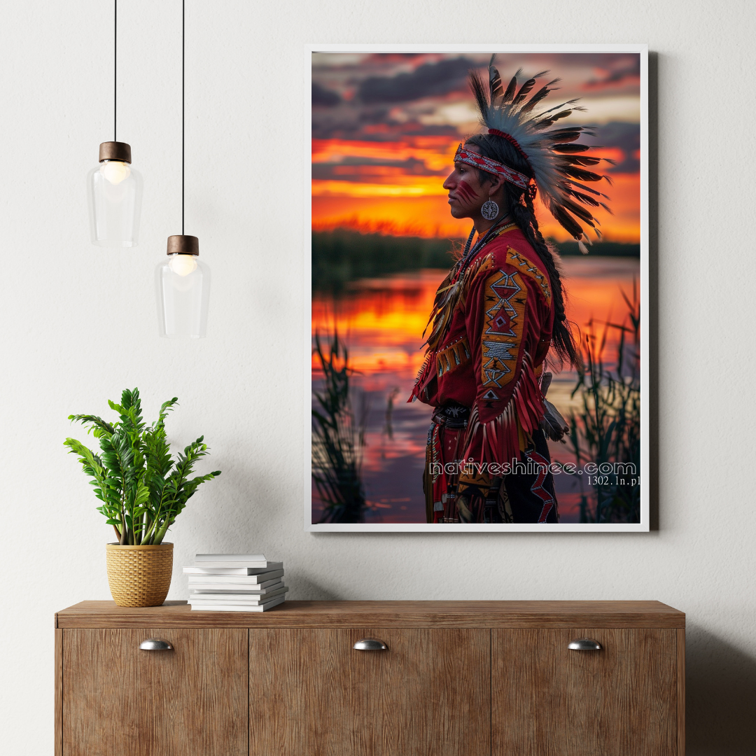 Sunset Warrior Native American Canvas