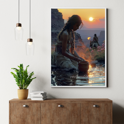 Sunset Reflection Native American Canvas