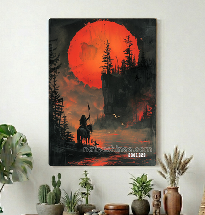 Red Sun Over Still Water Canvas