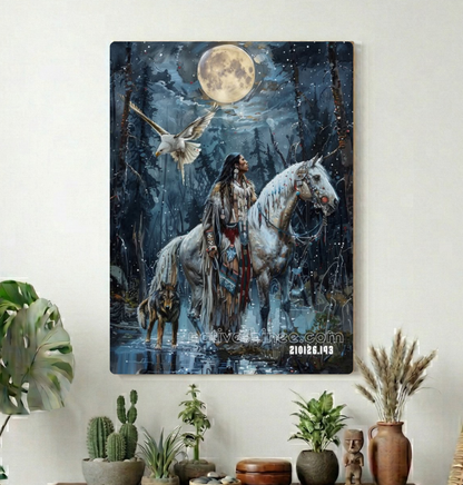 Moonlit Watch in the Winter Pines Canvas