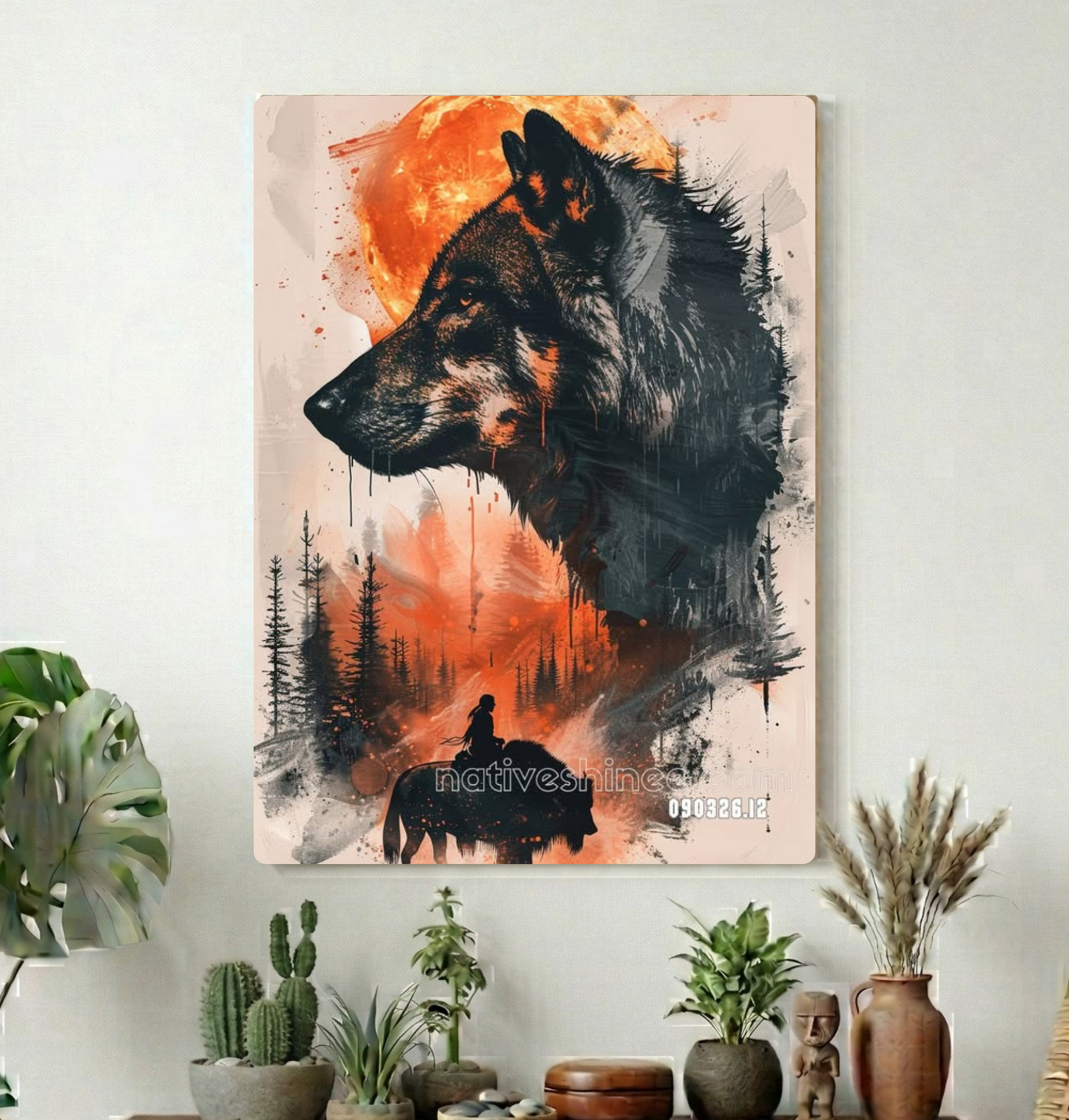 Wolf Beneath the Fire Moon Canvas