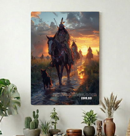 Riders Through the Wet Grass Canvas