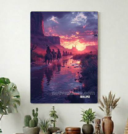Riders Through the Crimson Valley Canvas