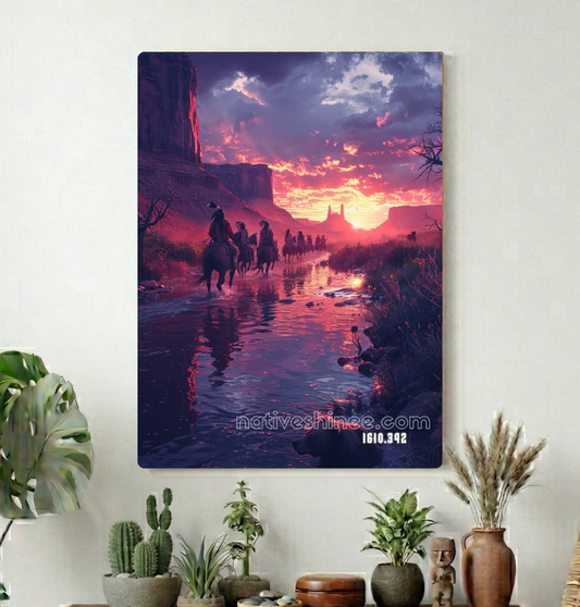 Riders Through the Crimson Valley Canvas