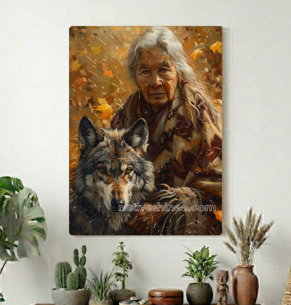 Autumn Keeper and Wolf Companion Canvas