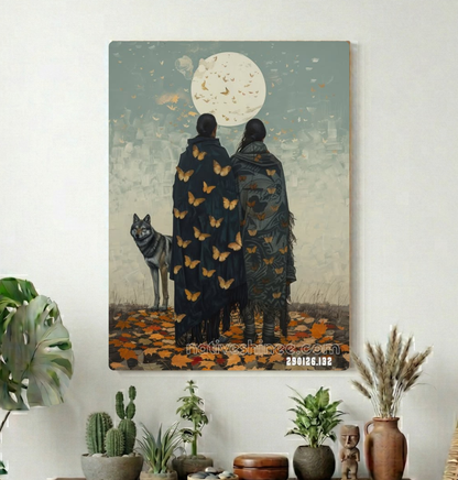 Butterflies Under the Watchful Moon Canvas