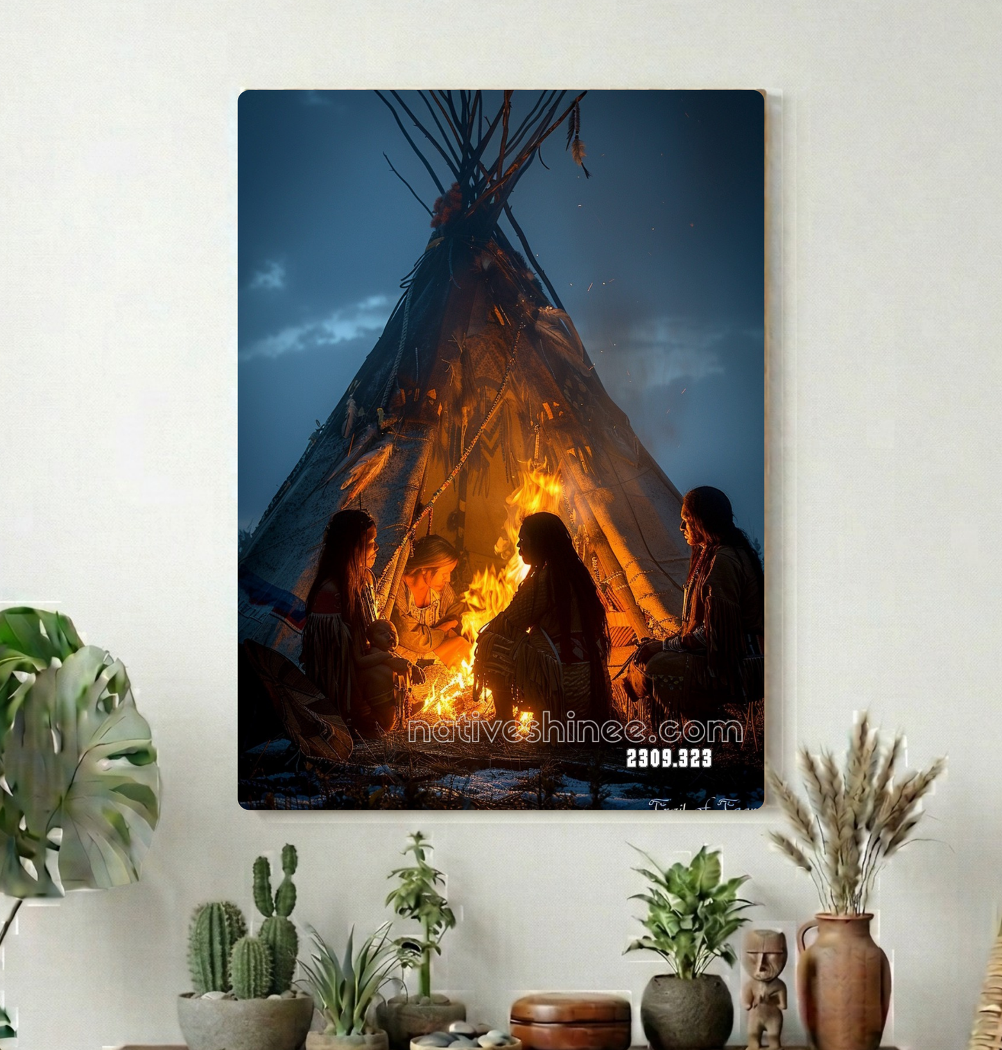 Fire Circle Outside the Lodge Canvas