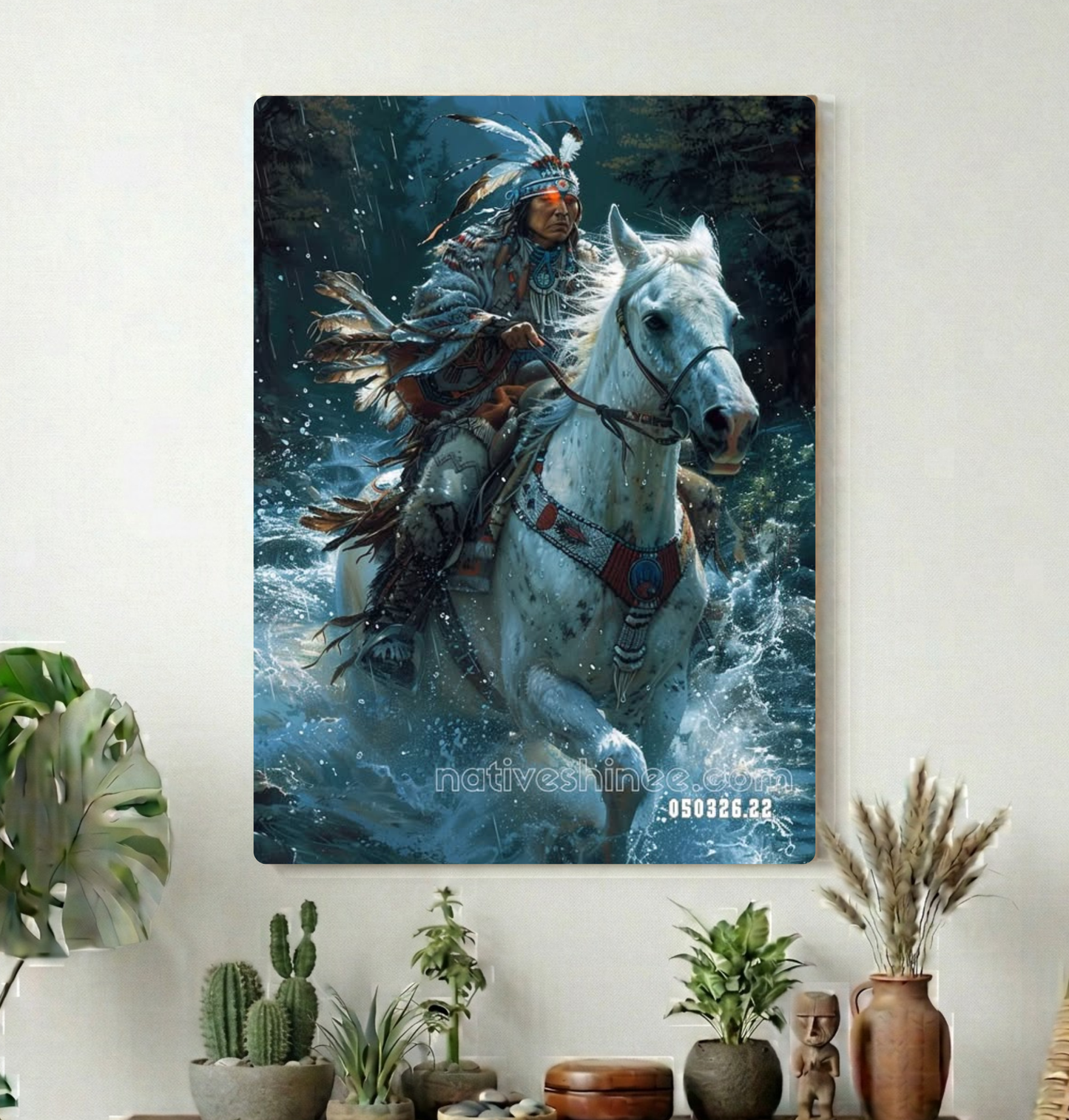 River Crossing Under Watchful Sky Canvas