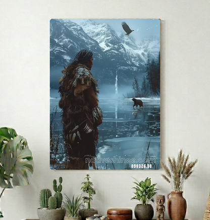 Bear Crossing in the Blue Silence Canvas