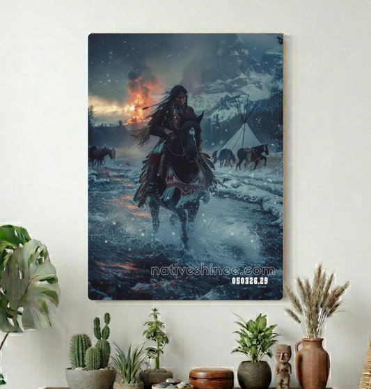 Rider Through the Winter Crossing Canvas